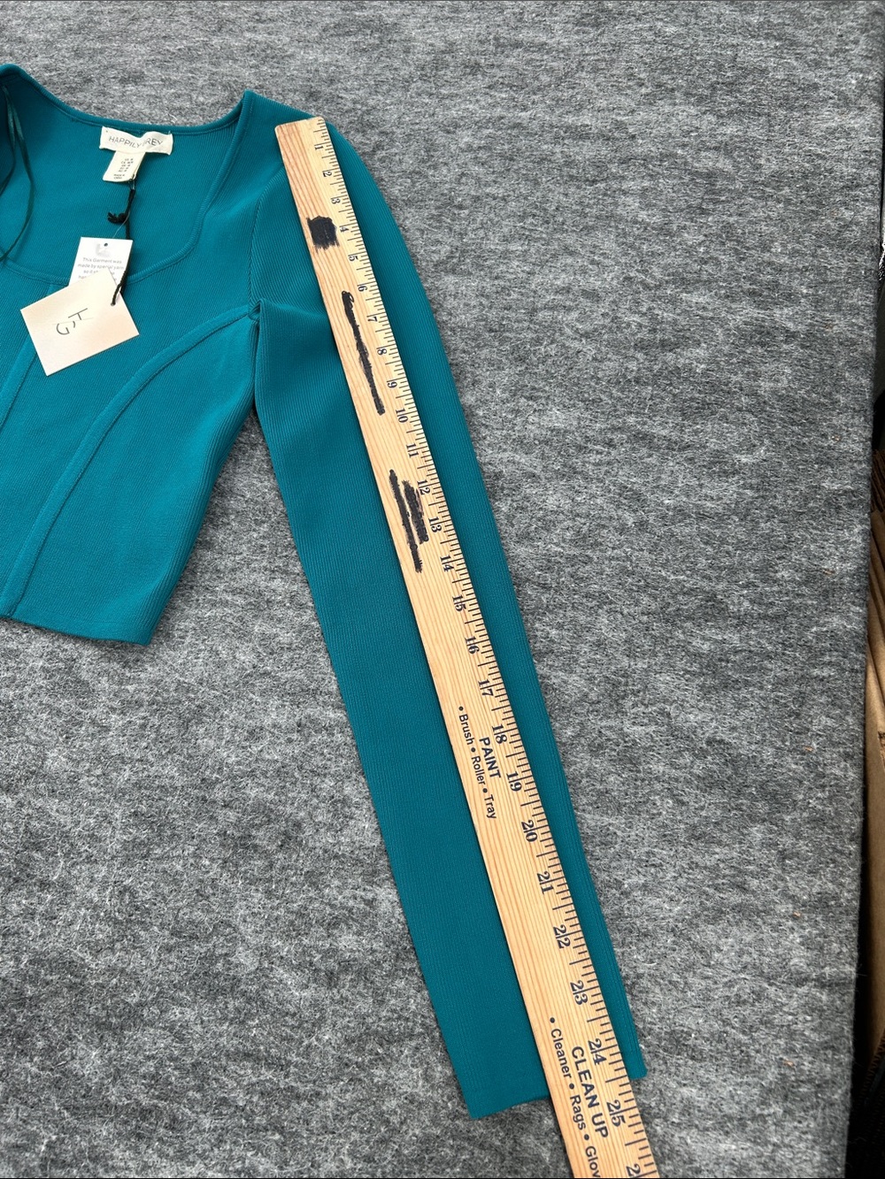 NWT Happily Grey Women’s Long Sleeve Top - Size Medium Teal - Picture 7 of 9